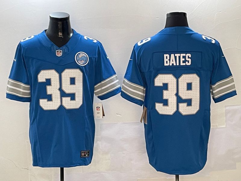 Men Detroit Lions #39 Bates Blue three generations 2024 Nike Limited NFL Jersey style 01021